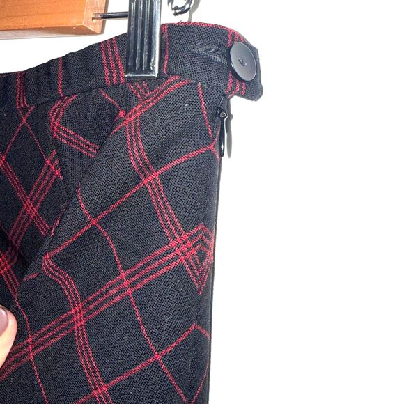 Vintage Pendleton Wool Plaid Midi Skirt - Black/Red 10 - Picture 3 of 5